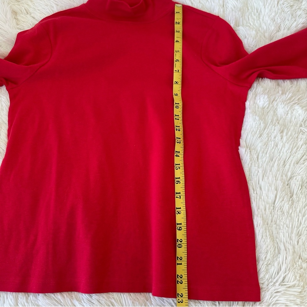 LAURA SCOTT Red Mock Neck Long Sleeve Cotton Blend Top Medium Petite Holiday - Picture 4 of 7